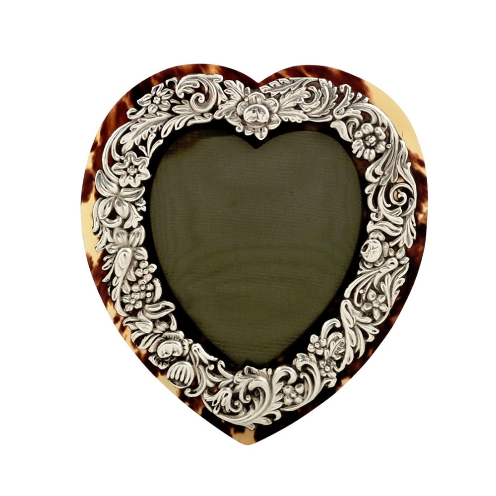 Antique Sterling Silver & Tortoiseshell Heart Photo Frame 1893