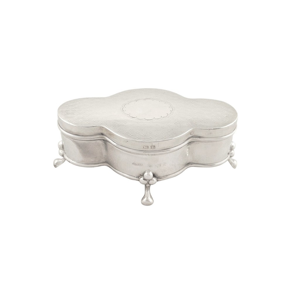 Antique Sterling Silver Unusual Shape Ring Box 1914