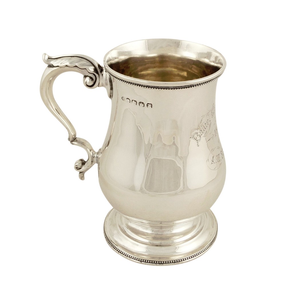 Antique Victorian Sterling Silver Tankard / Mug - Exeter 1873 - Balliol Sculls