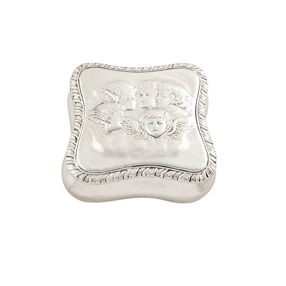 Antique Victorian Sterling Silver 'Angels' Trinket Box 1898