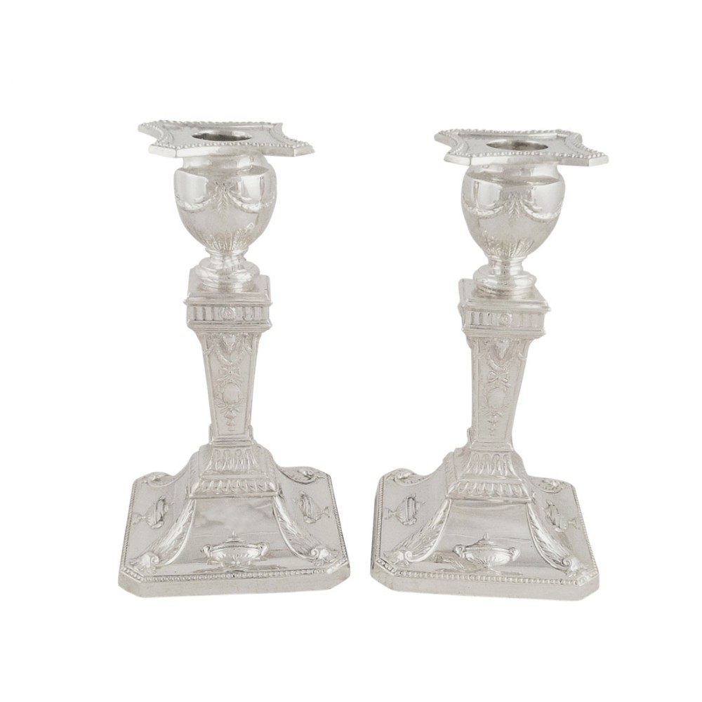 Pair of Antique Victorian Sterling Silver Candlesticks 1892