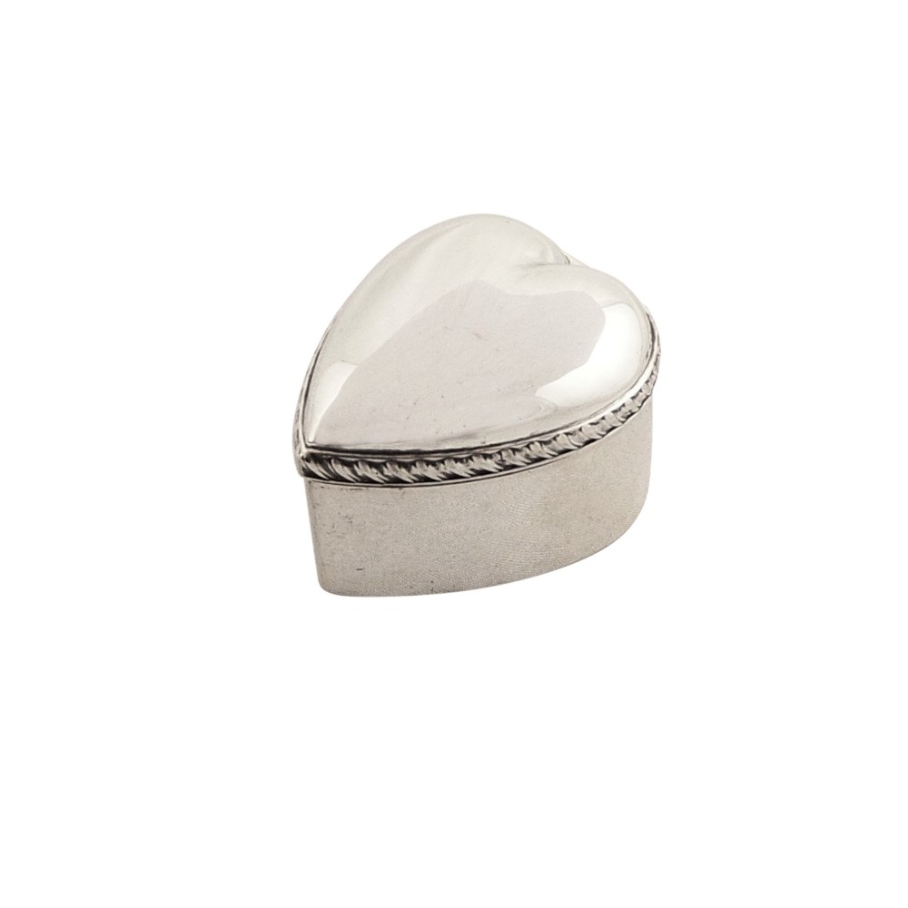 Antique Sterling Silver Heart Shape Ring Box 1900