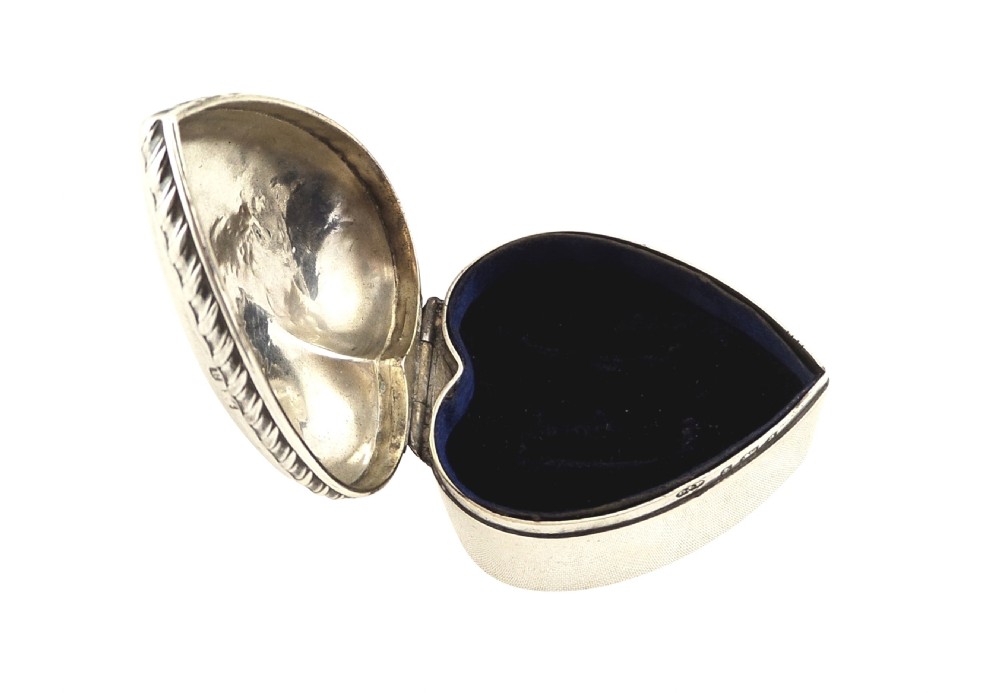 Antique Sterling Silver Heart Shape Ring Box 1900 View V