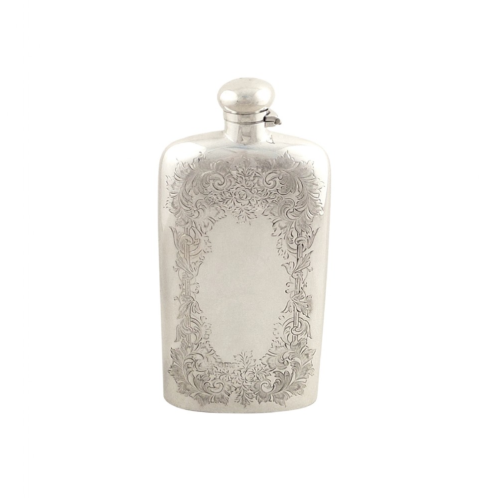 Antique Victorian Sterling Silver Hip Flask 1893