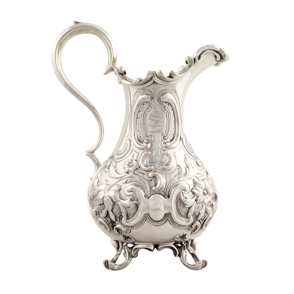 Antique Early Victorian Sterling Silver  Jug 1847 - Knight on Horse Crest