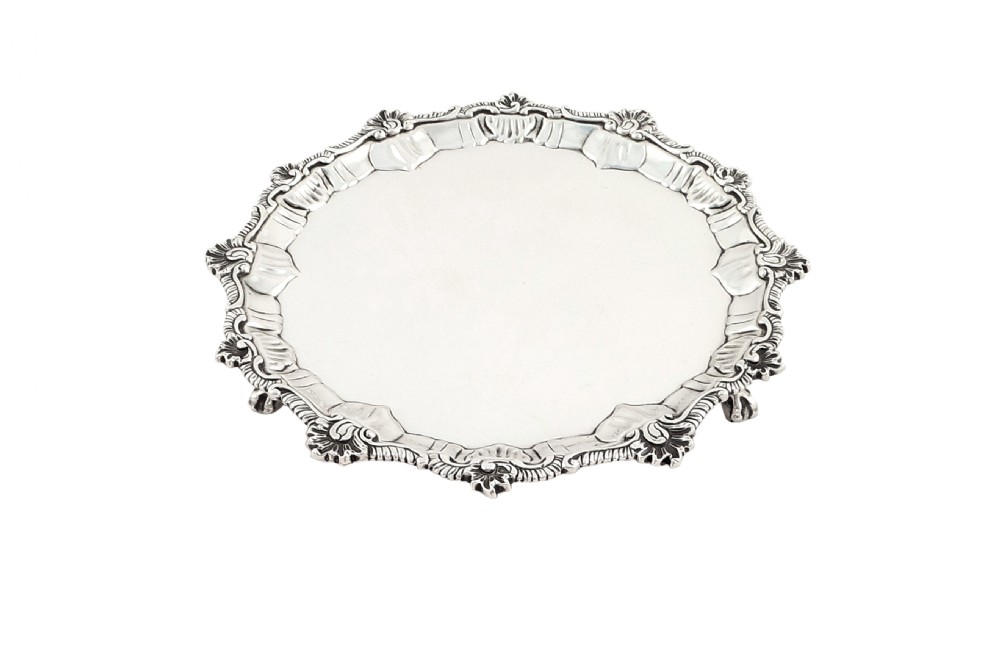 Antique George III Sterling Silver Tray / Waiter 1767 - Elizabeth Cooke View VII