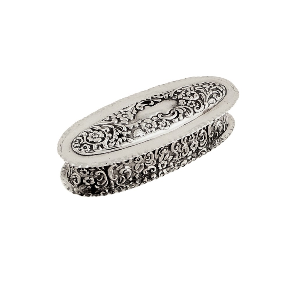 Antique Victorian Sterling Silver Ring Box 1898