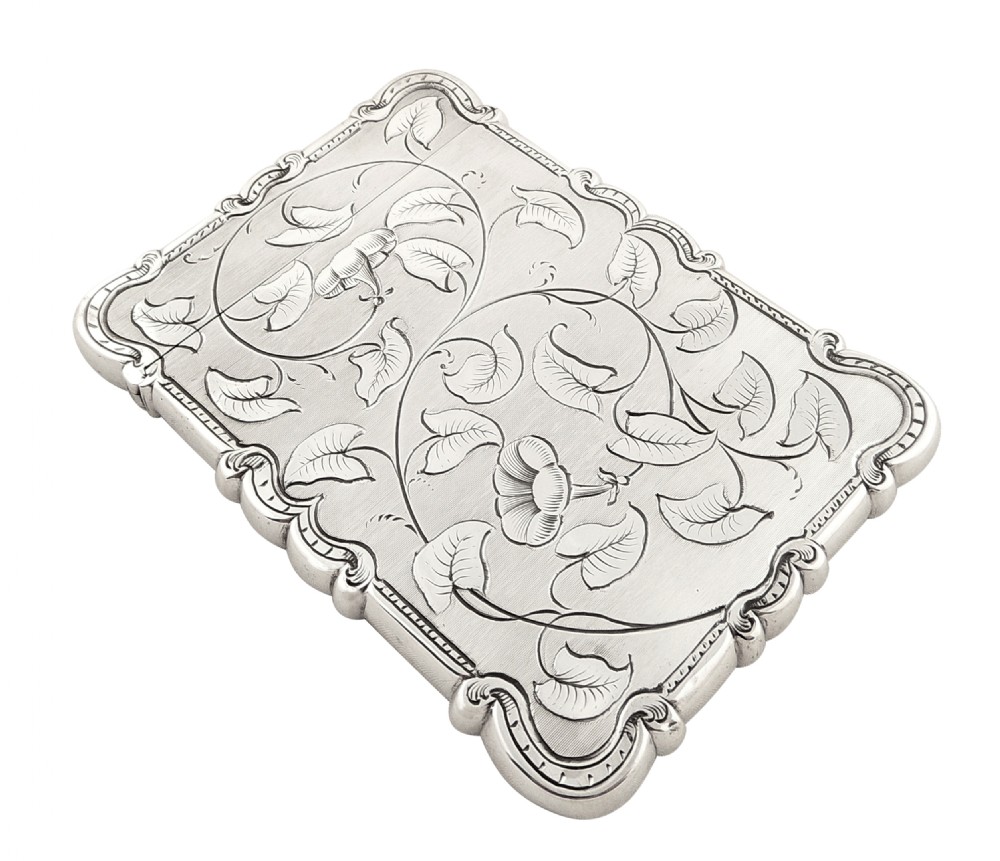 Antique Victorian Sterling Silver Card Case 1850 View V