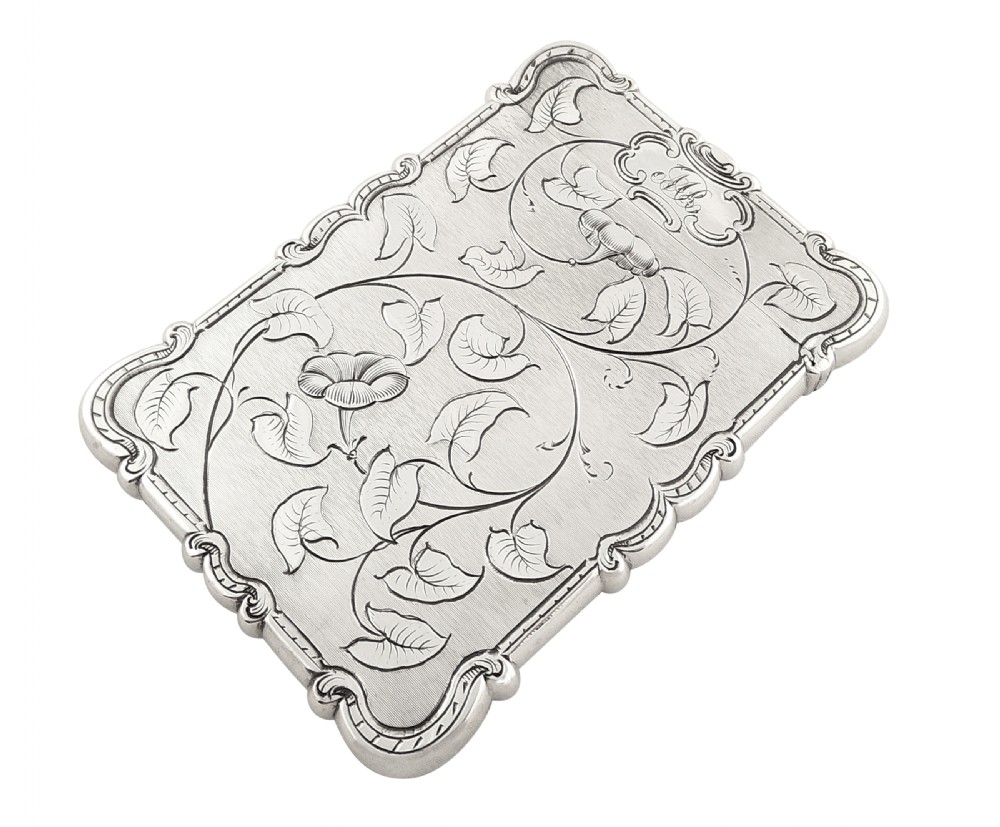 Antique Victorian Sterling Silver Card Case 1850 View IX