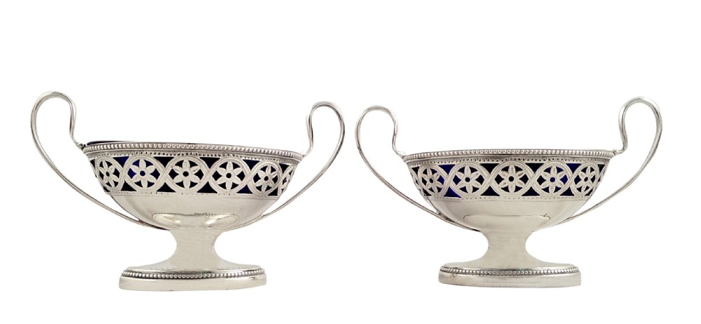 Pair of Antique George III Sterling Silver Salts 1780 View II