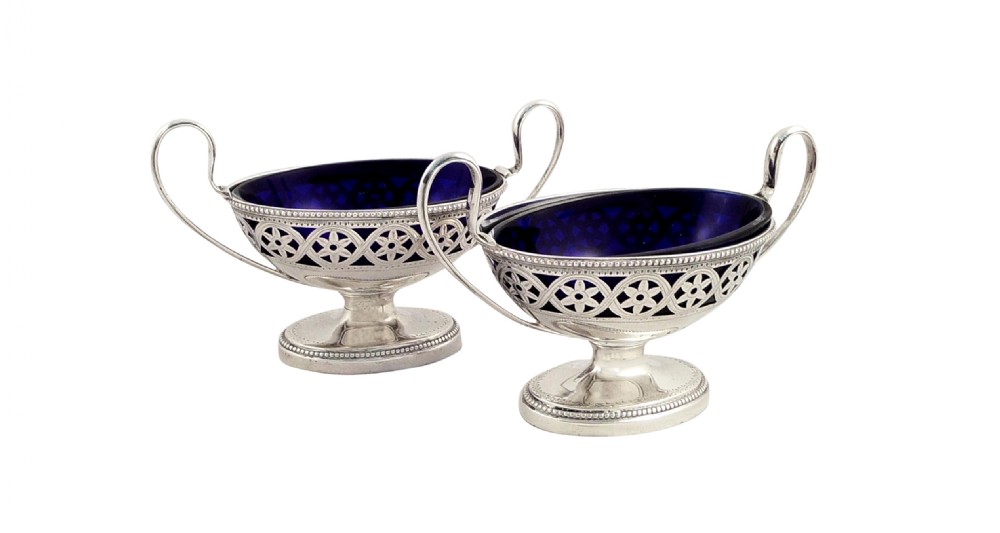 Pair of Antique George III Sterling Silver Salts 1780 View III