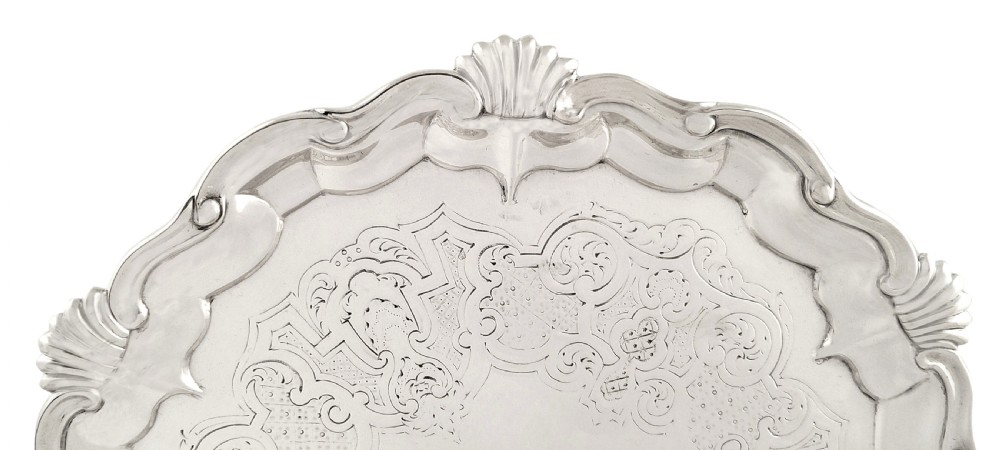 Antique Early Victorian Silver Tray - 1849 - With the Help of God View VI