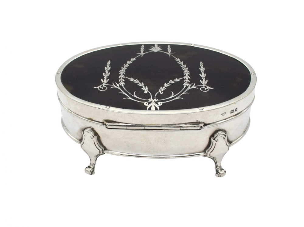 Antique Sterling Silver & Tortoiseshell Trinket Box 1923 View VIII
