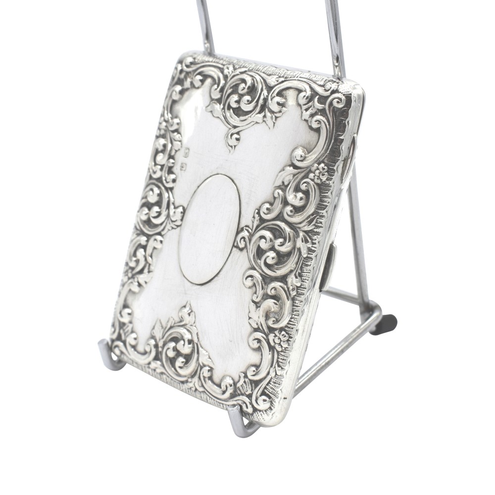 Antique Edwardian Sterling Silver Card Case / Aide Memoire 1907
