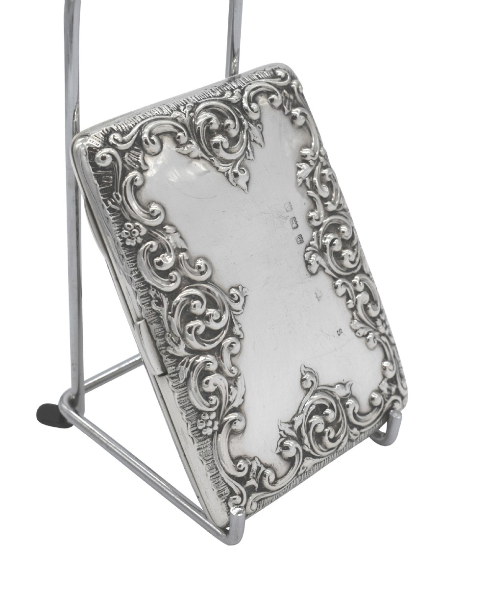 Antique Edwardian Sterling Silver Card Case / Aide Memoire 1907 View VII