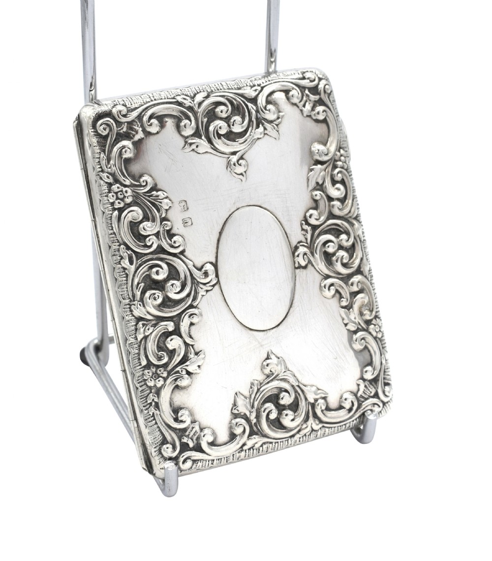 Antique Edwardian Sterling Silver Card Case / Aide Memoire 1907 View VIII