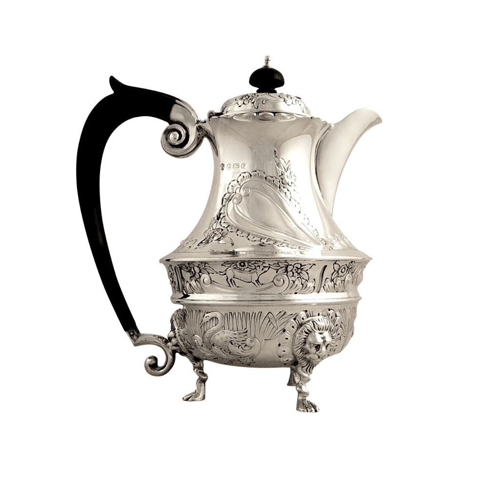 Antique Sterling Silver 'Animals' Water Pot / Jug 1923