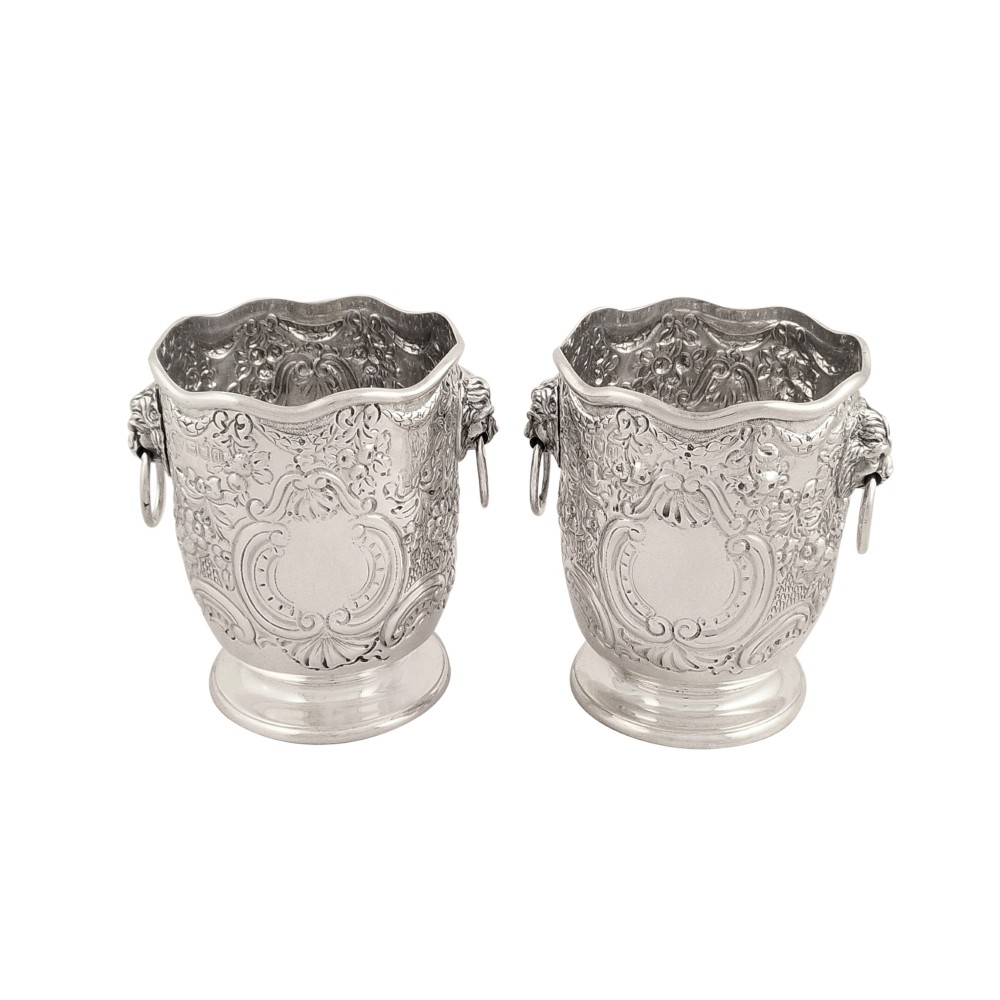 Pair of Antique Victorian Sterling Silver Vases 1899