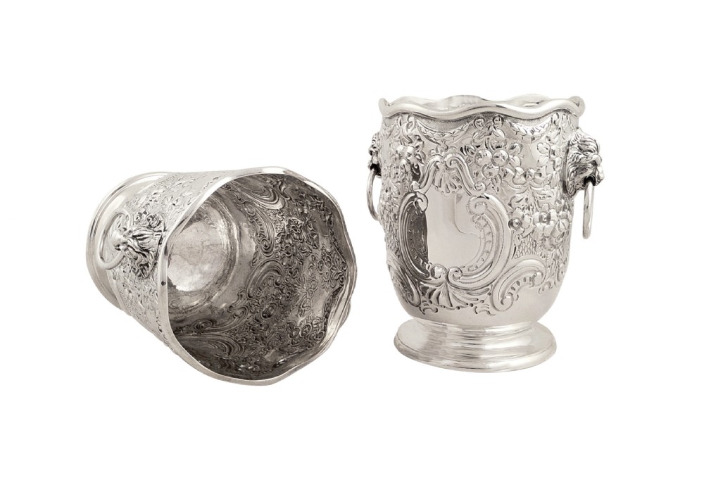 Pair of Antique Victorian Sterling Silver Vases 1899 View III