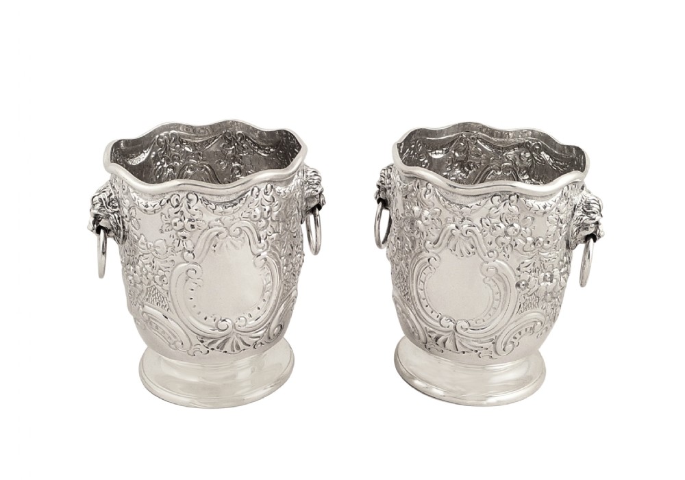 Pair of Antique Victorian Sterling Silver Vases 1899 View X