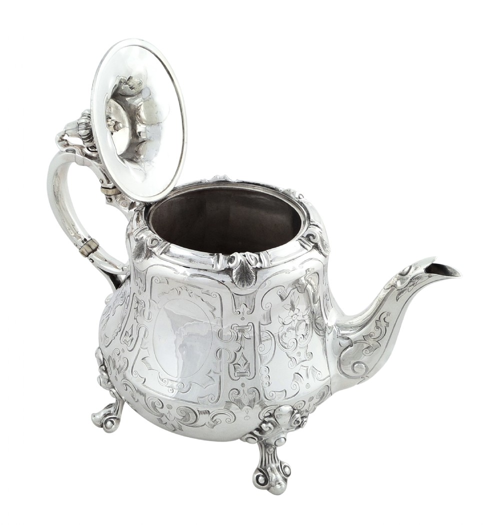 Antique Victorian Sterling Silver Teapot 1861 View II
