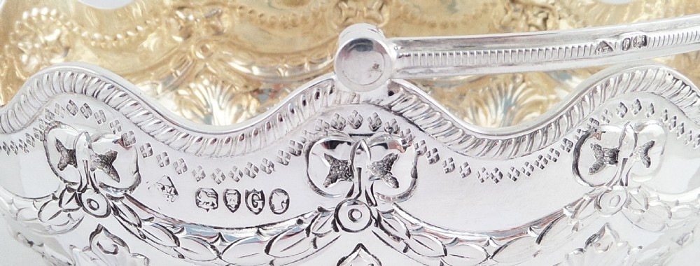 Antique Victorian Sterling Silver Basket 1882 View VI