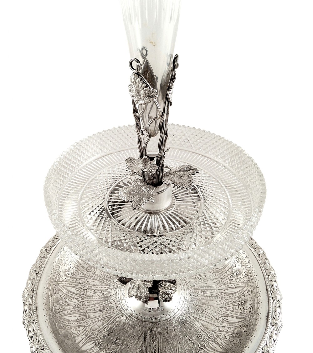 Antique Victorian Sterling Silver & Cut Glass 21