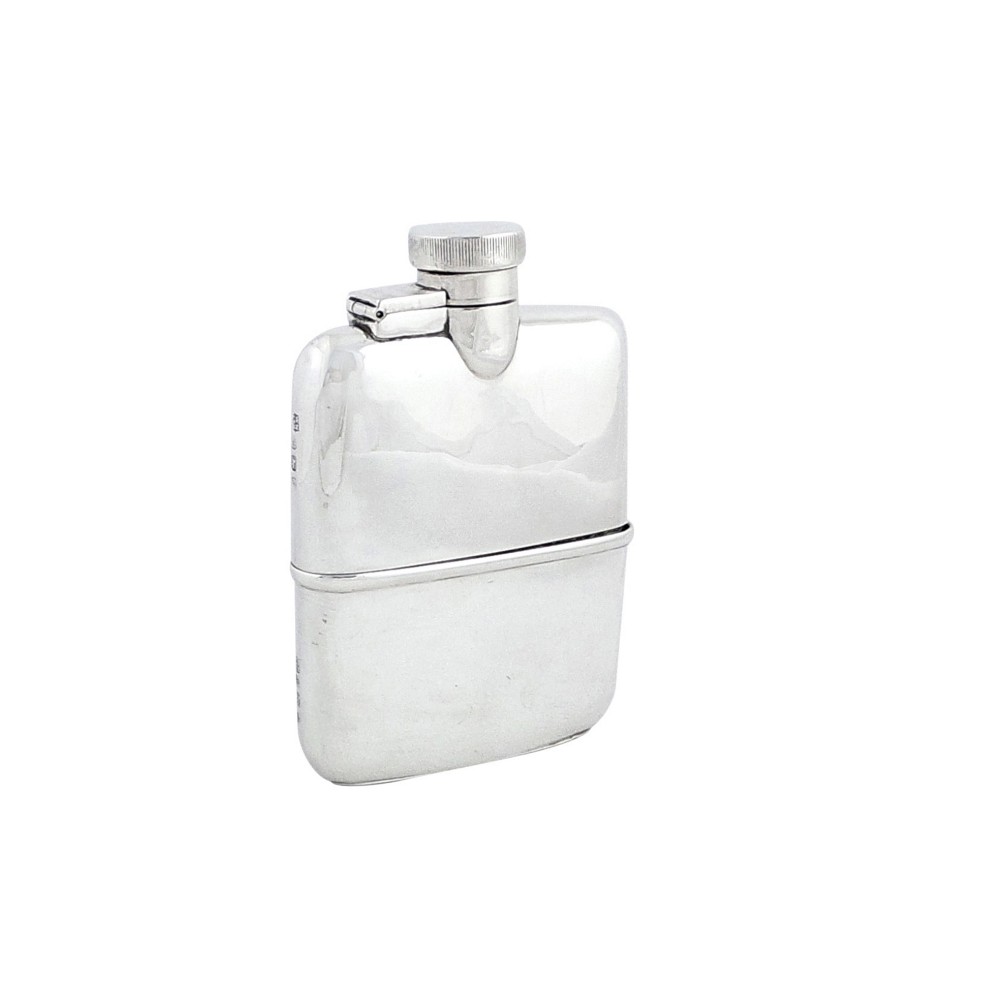 Antique Sterling Silver Hip Flask with Cup 1925