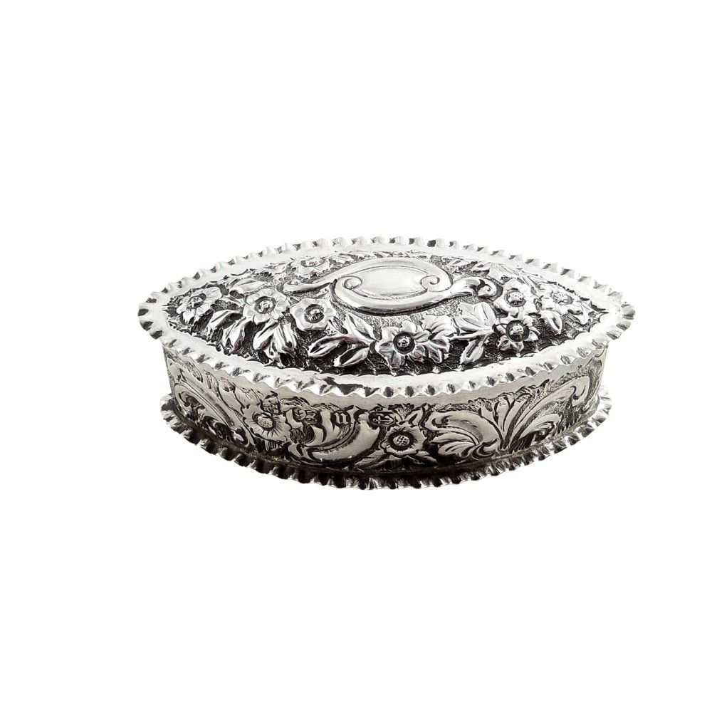 Antique Victorian Sterling Silver Trinket Box 1894