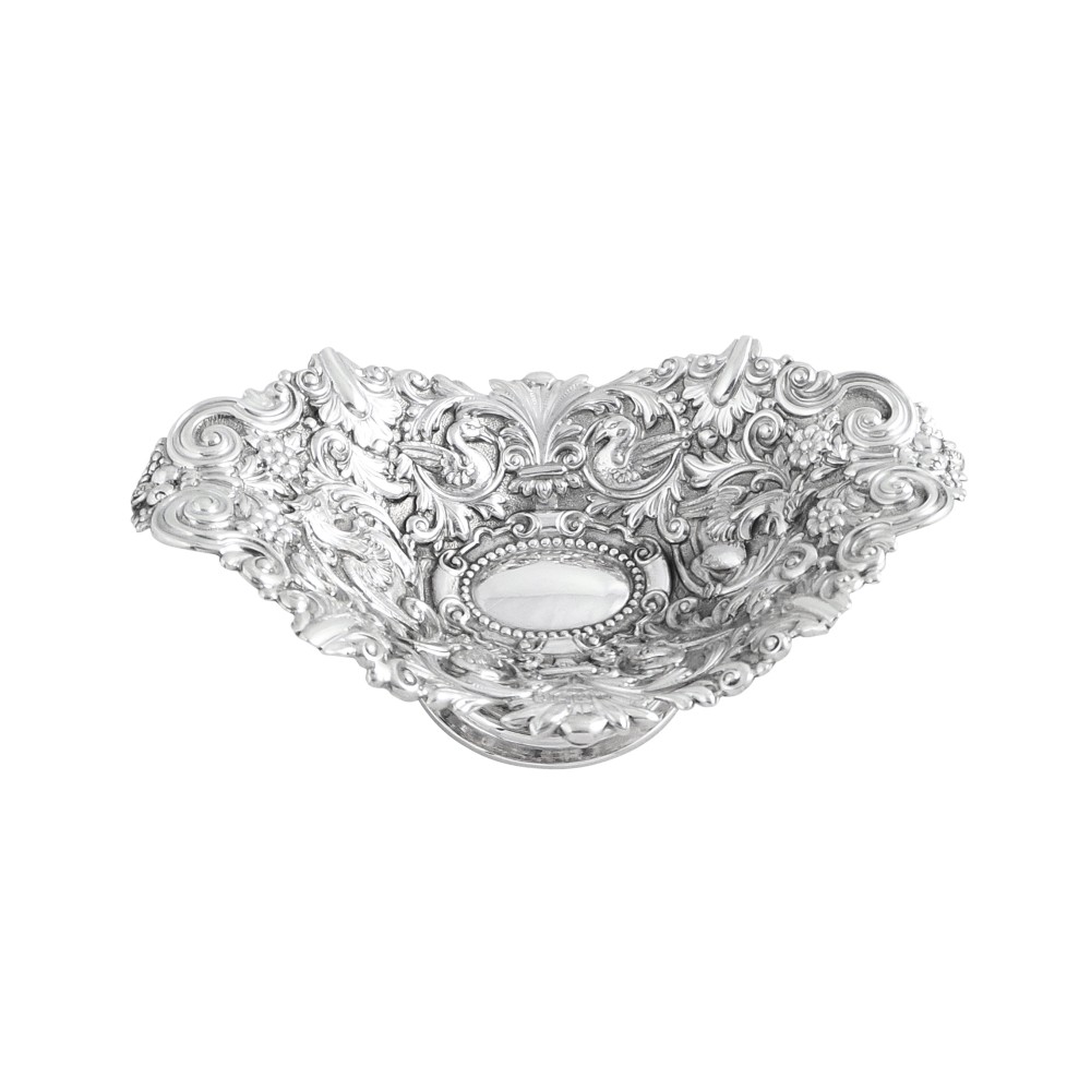 Antique Victorian Sterling Silver Dish - 1898 - Dragons & Birds