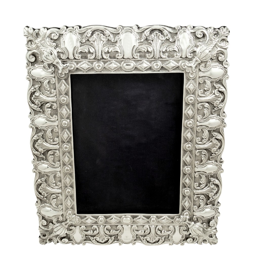 Large Antique Victorian Sterling Silver Photo Frame 1899 View II