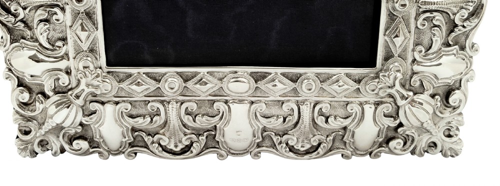 Large Antique Victorian Sterling Silver Photo Frame 1899 View VIII