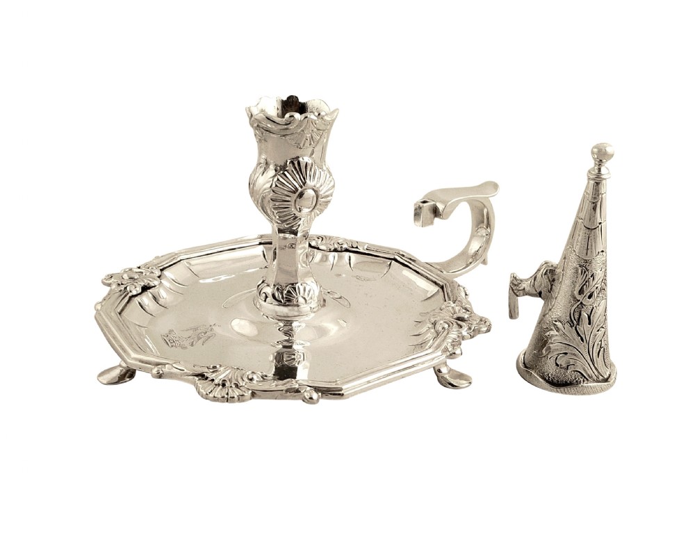 Antique George IV Sterling Silver Chamberstick with Snuffer 1828 View III