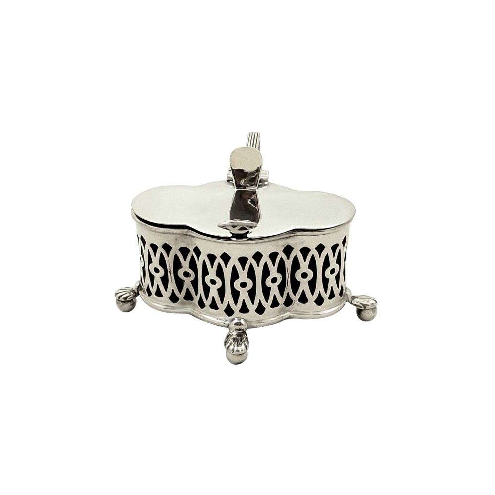 Unusual Shape Antique Sterling Silver Mustard 1902