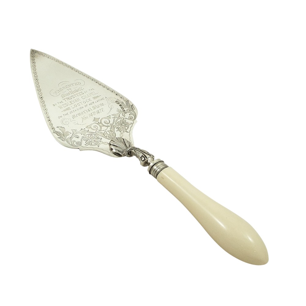 Antique Victorian Sterling Silver Presentation Trowel 1877 - Lostock, Wesleyan Chapel
