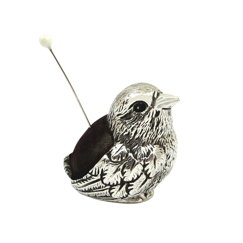 Antique Edwardian Sterling Silver Chick / Bird Pin Cushion 1905