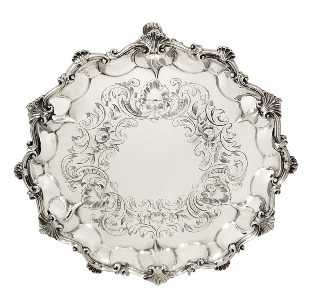Antique Victorian Sterling Silver Tray 1853