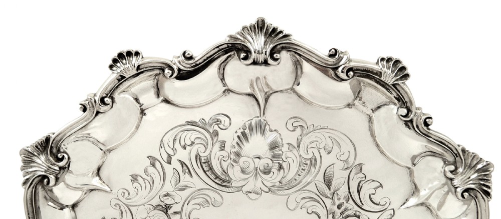 Antique Victorian Sterling Silver Tray 1853 View II