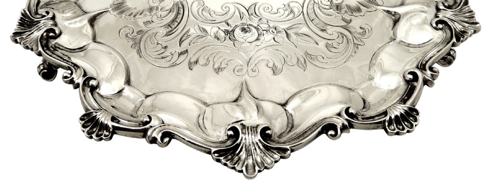 Antique Victorian Sterling Silver Tray 1853 View VI