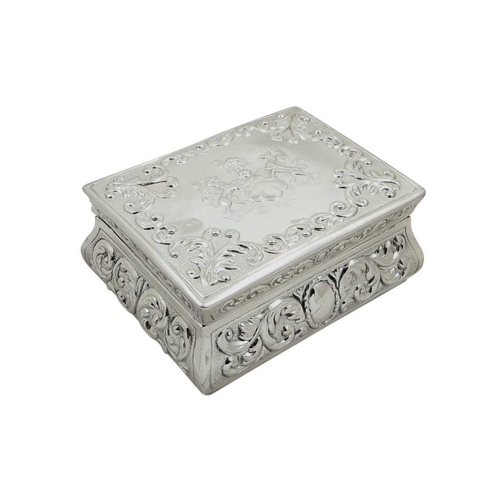 Antique Victorian Sterling Silver Box with Worshipful Grocers Crest 1895