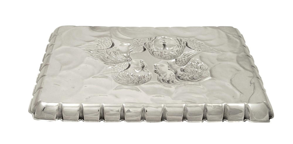 Antique Edwardian Sterling Silver 'Angels' Dressing Tray 1905 View VI