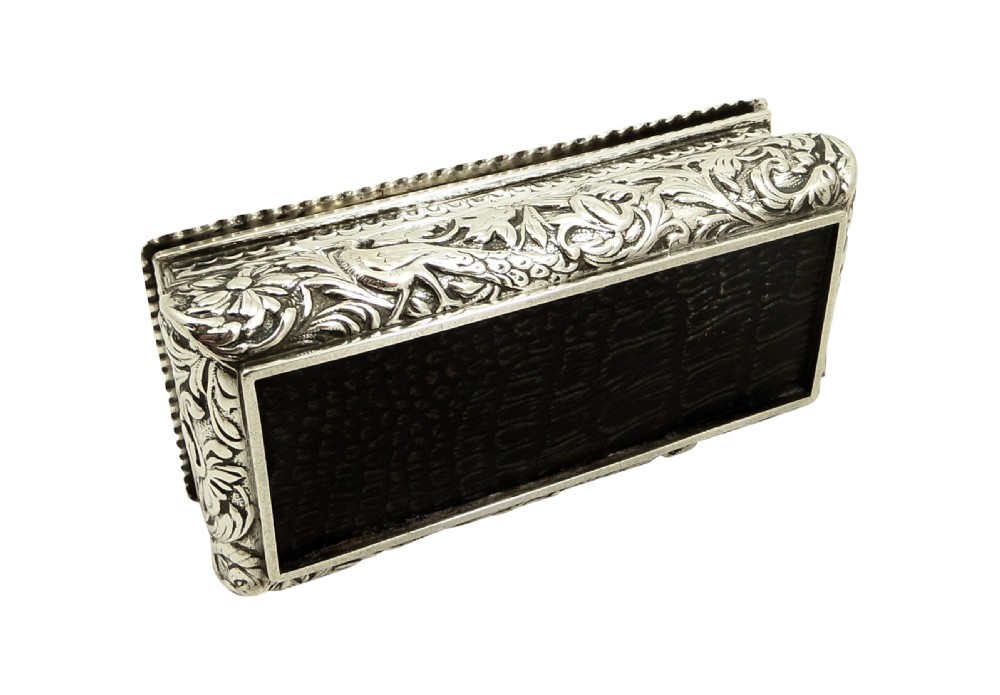 Antique Victorian Sterling Silver Ring Box with Birds 1894 View VII