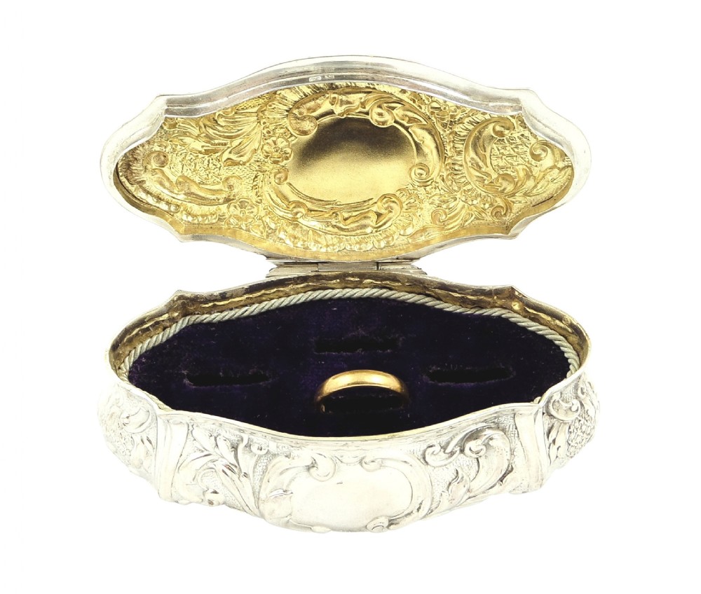 Antique Edwardian Sterling Silver Ring Box 1902 View V