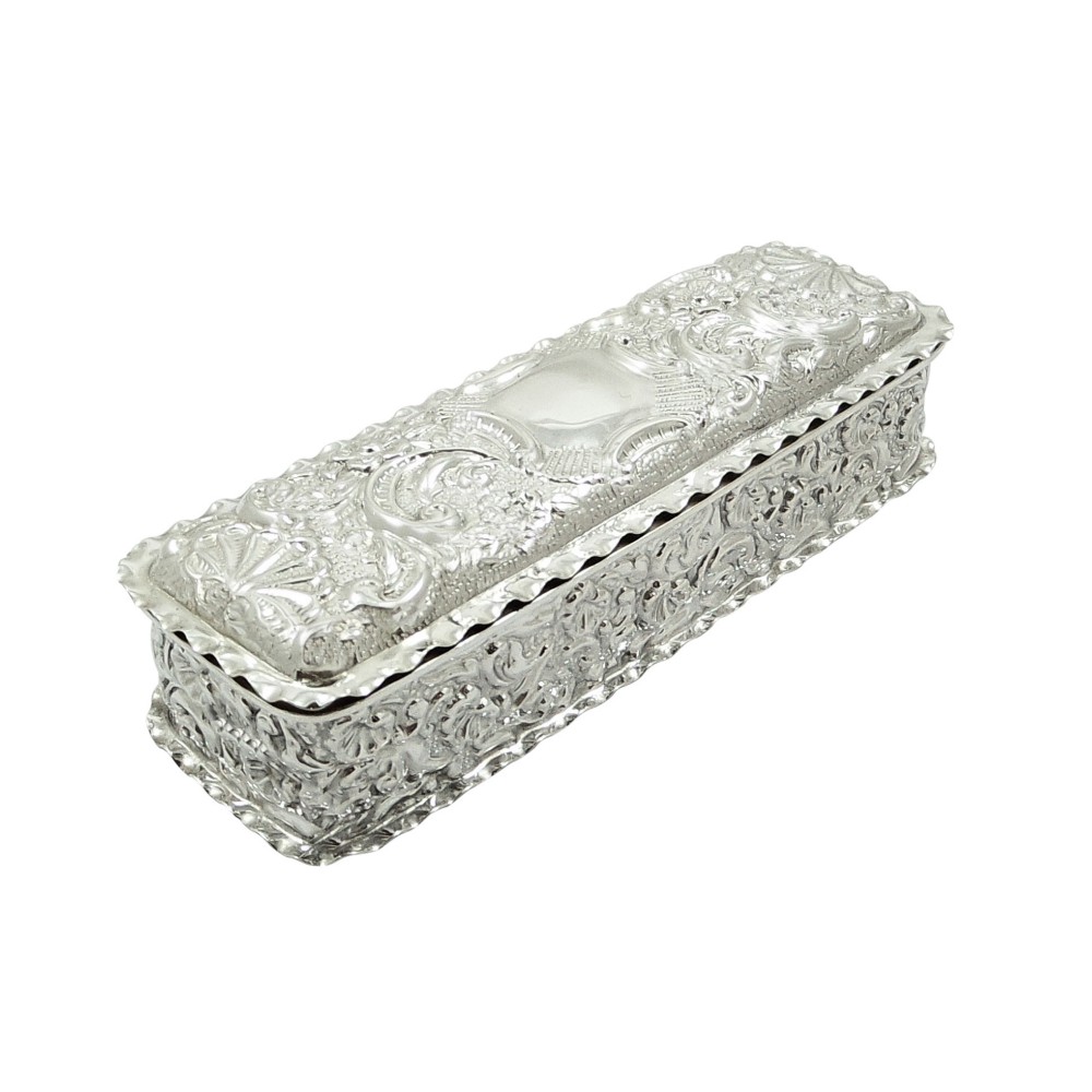 Antique Edwardian Sterling Silver Trinket Box 1904