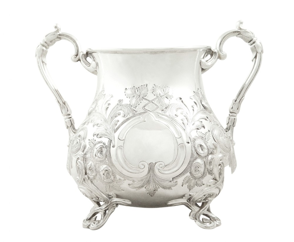 Super Antique Victorian Sterling Silver 2 Handle Bowl 1861 - 635g View II