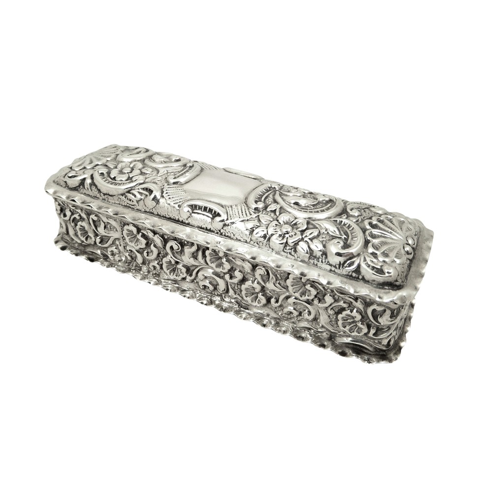 Antique Edwardian Sterling Silver Ring Box 1906