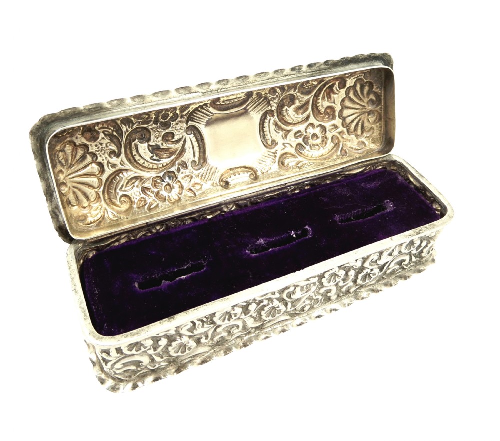 Antique Edwardian Sterling Silver Ring Box 1906 View II