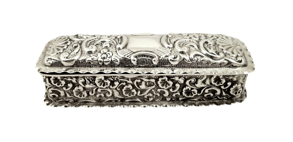 Antique Edwardian Sterling Silver Ring Box 1906 View IV