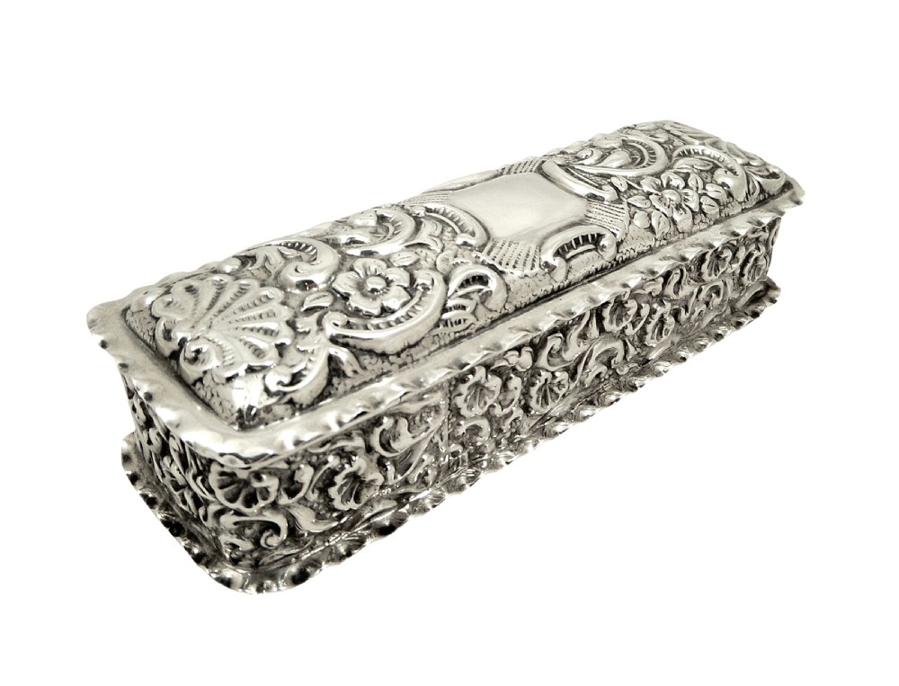 Antique Edwardian Sterling Silver Ring Box 1906 View V