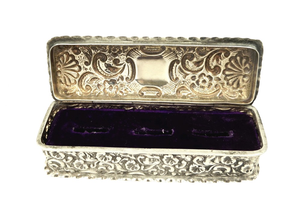 Antique Edwardian Sterling Silver Ring Box 1906 View VI